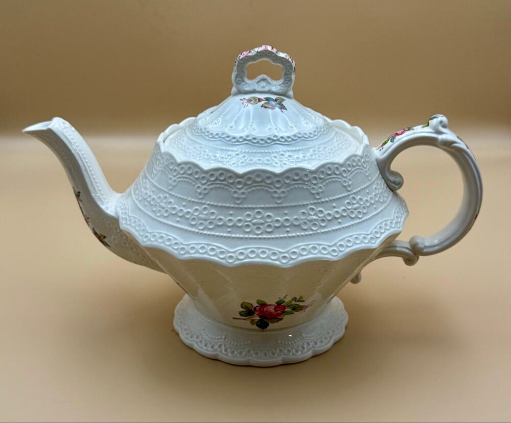 Vintage Spode’s Jewel Billingsley Rose Pink Teapot with Lid